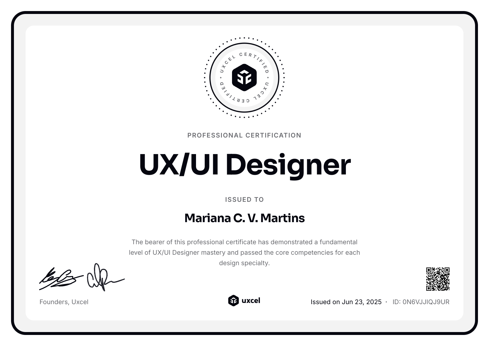 Mariana C. V. Martins's certificate